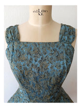 Load image into Gallery viewer, 1950s - Spectacular Teal Gold Brocade Dress - W26 (66cm)

