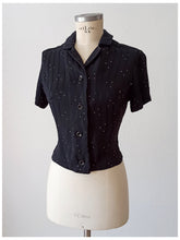 Load image into Gallery viewer, 1940s 1950s - Fabulous Black Flecked Rayon Blouse
