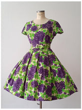 Load image into Gallery viewer, 1950s - Spectacular Acid Green Purple Floral Dress - W29 (74cm)
