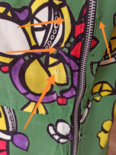 Charger l'image dans la galerie, 1940s - BELGIUM - Spectacular Green Abstract Rayon Dress - W29 (74cm)
