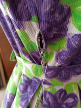 Load image into Gallery viewer, 1950s - Spectacular Acid Green Purple Floral Dress - W29 (74cm)
