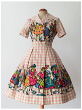 Load image into Gallery viewer, 1950s - MONTI, Italy - Adorable Novelty Cotton Dress - W24.5 (62cm)
