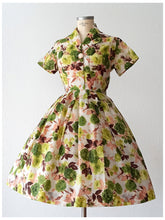 Load image into Gallery viewer, 1950s 1960s - FRANCE - Exquisite Roseprint Satin Dress - W28.5 (72cm)
