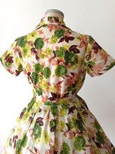 Load image into Gallery viewer, 1950s 1960s - FRANCE - Exquisite Roseprint Satin Dress - W28.5 (72cm)
