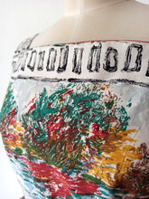 Cargar imagen en el visor de la galería, 1950s - Outstanding Novelty Print Cotton Dress - W28.5 (72cm)
