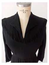 Load image into Gallery viewer, 1940s - Gorgeous Black Rayon Crepe Dress - W28.5 (72cm)
