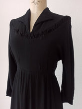Load image into Gallery viewer, 1940s - Gorgeous Black Rayon Crepe Dress - W28.5 (72cm)
