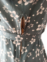 Load image into Gallery viewer, 1940s - Glorious Teal Blue Floral Rayon Dress - W29 (74cm)
