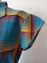 Cargar imagen en el visor de la galería, 1940s - Gorgeous Petrol Blue Cotton Dress - W34 (86cm)
