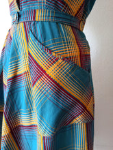 Cargar imagen en el visor de la galería, 1940s - Gorgeous Petrol Blue Cotton Dress - W34 (86cm)
