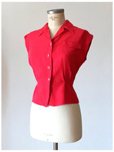 Load image into Gallery viewer, 1950s - Gorgeous Raspberry Red Rayon Blouse - W30.5 (78cm)
