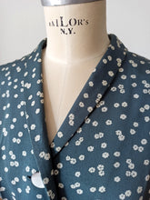 Charger l'image dans la galerie, 1940s 1950s - Gorgeous Teal Blue Gab Rayon Jacket - W26 (66cm)
