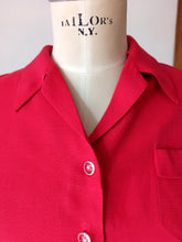 Load image into Gallery viewer, 1950s - Gorgeous Raspberry Red Rayon Blouse - W30.5 (78cm)
