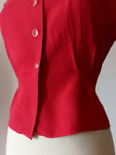 Load image into Gallery viewer, 1950s - Gorgeous Raspberry Red Rayon Blouse - W30.5 (78cm)
