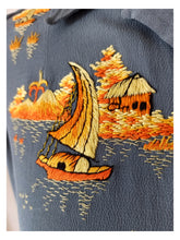 Cargar imagen en el visor de la galería, 1940s - Gorgeous Slate Blue Embroidered Blouse - Sz S
