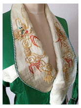 Load image into Gallery viewer, 1940s 1950s - Exquisite 3pc Green Liquid Silk Chinese Pajama

