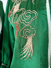 Load image into Gallery viewer, 1940s 1950s - Exquisite 3pc Green Liquid Silk Chinese Pajama
