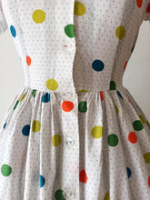 Cargar imagen en el visor de la galería, 1950s - BOUSSAC, Paris - Adorable Cotton Dress - W27 (68cm)
