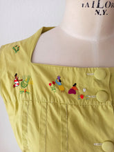 Charger l'image dans la galerie, 1950s 1960s - FRANCE - Adorable Green Embroidery Dress - W28.5 (72cm)
