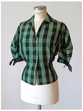 Load image into Gallery viewer, 1940s 1950s - VM, Paris - Stunning Green Plaid Blouse - W30 (76cm)

