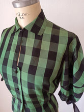 Load image into Gallery viewer, 1940s 1950s - VM, Paris - Stunning Green Plaid Blouse - W30 (76cm)

