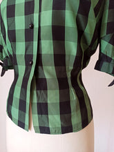 Load image into Gallery viewer, 1940s 1950s - VM, Paris - Stunning Green Plaid Blouse - W30 (76cm)
