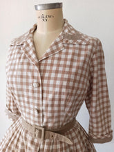 Load image into Gallery viewer, 1950s - PARIS - Adorable Dusty Sienna Gingham Dress - W27 (68cm)

