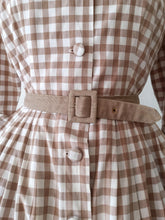 Load image into Gallery viewer, 1950s - PARIS - Adorable Dusty Sienna Gingham Dress - W27 (68cm)
