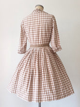 Load image into Gallery viewer, 1950s - PARIS - Adorable Dusty Sienna Gingham Dress - W27 (68cm)
