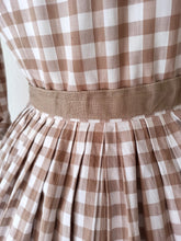 Load image into Gallery viewer, 1950s - PARIS - Adorable Dusty Sienna Gingham Dress - W27 (68cm)
