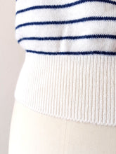 Cargar imagen en el visor de la galería, 1950s 1960s - Gorgeous Navy Striped Orlon Jumper - Sz M
