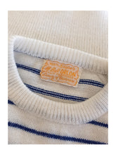 Cargar imagen en el visor de la galería, 1950s 1960s - Gorgeous Navy Striped Orlon Jumper - Sz M
