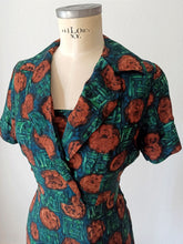 Load image into Gallery viewer, 1940s 1950s - Gorgeous Autumn Colors Rayon Dress - W28.5 (72cm)
