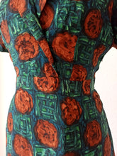 Load image into Gallery viewer, 1940s 1950s - Gorgeous Autumn Colors Rayon Dress - W28.5 (72cm)
