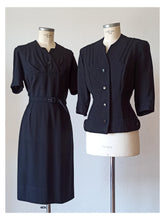 Load image into Gallery viewer, 1940s - Exquisite Black Linen Dress Jacket  - W32 (82cm)
