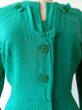Load image into Gallery viewer, 1940s - RICHARD MARCUS, USA - Delightful Emerald Rayon Dress - W31.5 (80cm)
