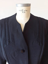 Load image into Gallery viewer, 1940s - Exquisite Black Linen Dress Jacket  - W32 (82cm)
