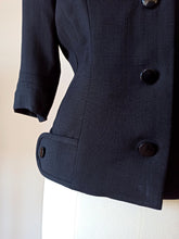 Load image into Gallery viewer, 1940s - Exquisite Black Linen Dress Jacket  - W32 (82cm)
