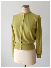Load image into Gallery viewer, 1950s - BALLANTYNE, Scotland - Chartreuse Green Cashmere Cardigan
