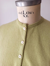 Load image into Gallery viewer, 1950s - BALLANTYNE, Scotland - Chartreuse Green Cashmere Cardigan
