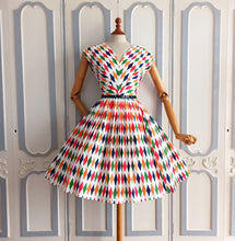 Load image into Gallery viewer, 1950s - Pierre Jaques, Monte-Carlo - Stunning Harlequinn Dress - W27 (68cm)
