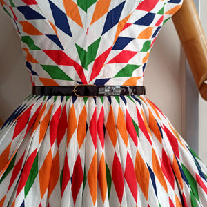 1950s - Pierre Jaques, Monte-Carlo - Stunning Harlequinn Dress - W27 (68cm)