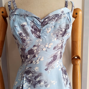 1940s 1950s - Adorable Abstract Rayon Bolero Dress - W28 (74cm)