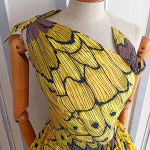 1950s 1960s - Stunning Monarch Butterfly Cotton Dress - W26/27 (66/68cm)