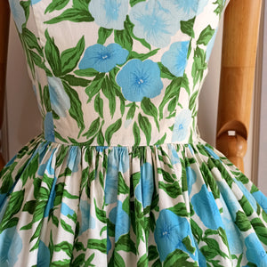 1950s 1960s - Stunning  Floral Print Full Skirt Dress - W24 (62cm)