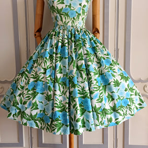 1950s 1960s - Stunning  Floral Print Full Skirt Dress - W24 (62cm)