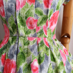 1950s 1960s - Exquisite & Adorable Rose Garden Dress - W26 (66cm)