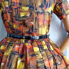 Cargar imagen en el visor de la galería, 1950s 1960s - Fabulous Colors Abstract Print Dress - W28.5 (72cm)
