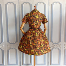 Charger l&#39;image dans la galerie, 1950s 1960s - Fabulous Colors Abstract Print Dress - W28.5 (72cm)
