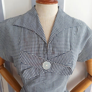 1950s - Beautiful Gingham Belted Dress - W35 (88cm)